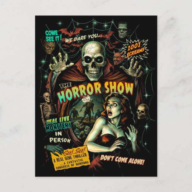 Spook Horror Retro Postkarte anzeigen (Vorderseite)