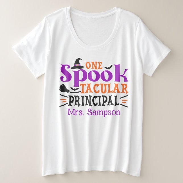 "Spook" takuläre Hauptrolle Spooky Halloween Theme Große Größe T-Shirt (Design vorne)