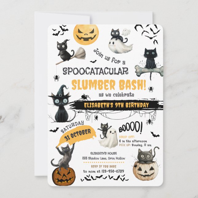 Spookatakuläres Slumber-Halloween-Party Einladung (Vorderseite)