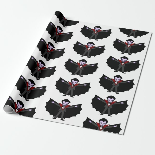 Spooker Alberner lustiger Cartoon Dracula Vampire Geschenkpapier (Ungerollt)