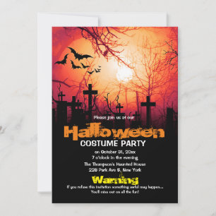 Spooker Friedhof Moon Bats Halloween Kostüm Party Einladung