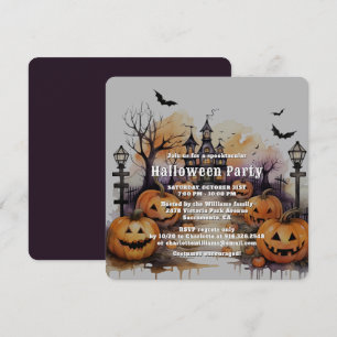 Spooker Jack O'Lanterns Fledermäuse Halloween-Part Einladung