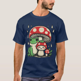 Spooker Niedlicher Geist unter blutigem Pilzregen T-Shirt