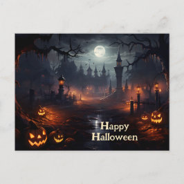Spooker Ort, Vollmond, Kürbis, Halloween-Nacht Postkarte