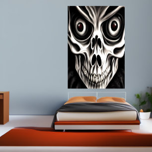 Spooker Schädel mit großen Augen   AI Art Poster