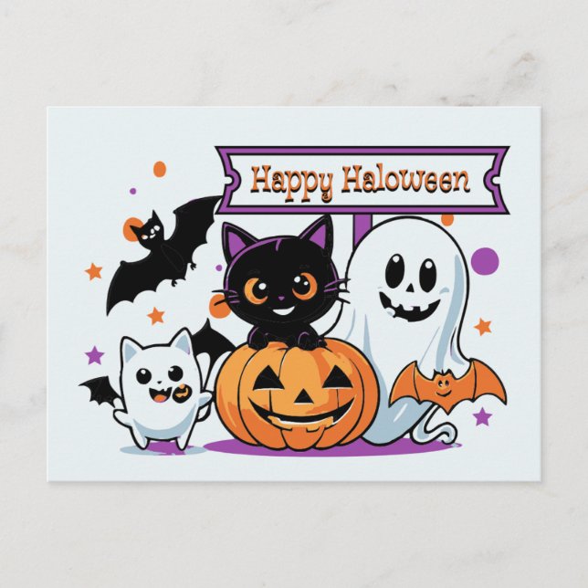 Spookes, aber Niedliches Halloween Postkarte (Vorderseite)