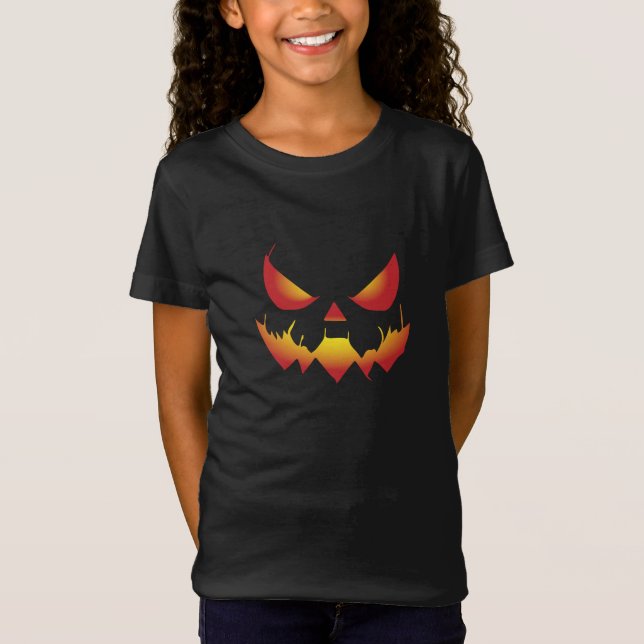 Spookes Halloween-Dämonengesicht brennt T-Shirt (Vorderseite)