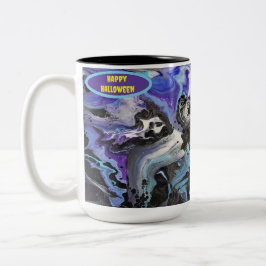 Spookes Halloween-Design aus Fluid-Acrylic Zweifarbige Tasse