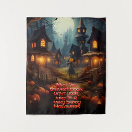 Spookes Halloween-Dorf mit Scare Crow Wandteppich