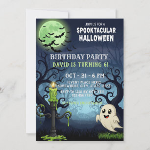 Spookes Halloween Einladungskarte mit Geist, Flede Einladung