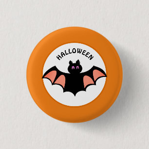 Spookes Halloween-Fledermäuse auf Orange & White Button