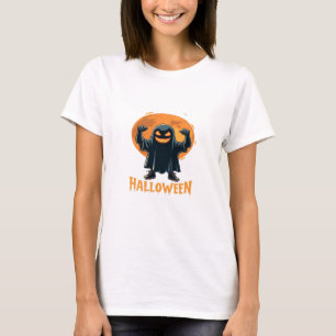 Spookes Halloween-Geist mit Vollmond-Design T-Shirt