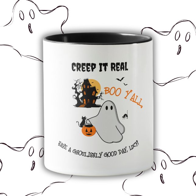 Spookes Halloween Ghost Design Muster Tasse ("Creep It Real" Mug)