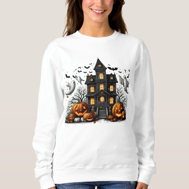 Spookes Halloween mit Kürbis und Geistern Sweatshirt (Vorderseite)
