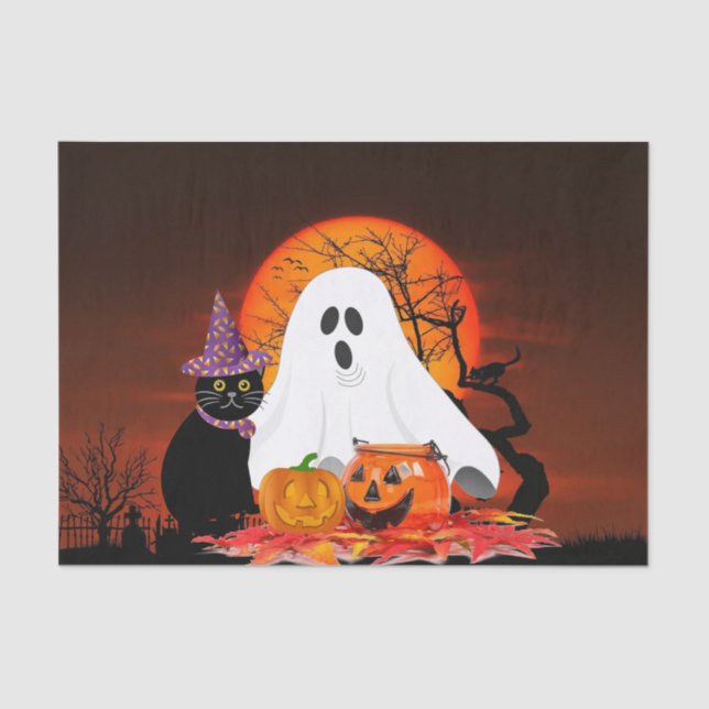 Spookes Halloween Night Ghost und Black Cat Craft  Seidenpapier (Vorderseite)