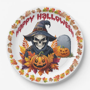 Spookes Halloween Shaman mit Herbstlauben Pappteller