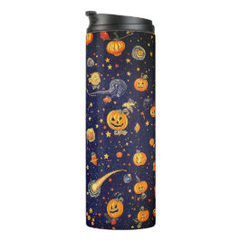 Spookes kosmisches Thema mit Halloween Pumpkins Thermosbecher