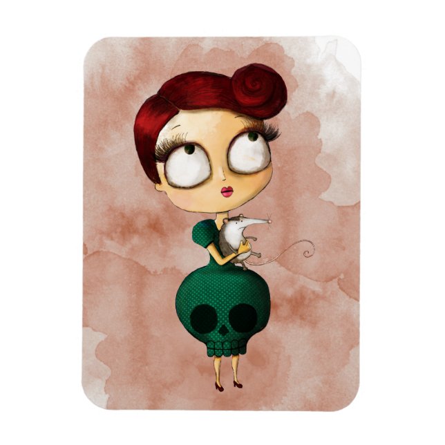 Spookes Mädchen mit Opossum Magnet (Vertikal)