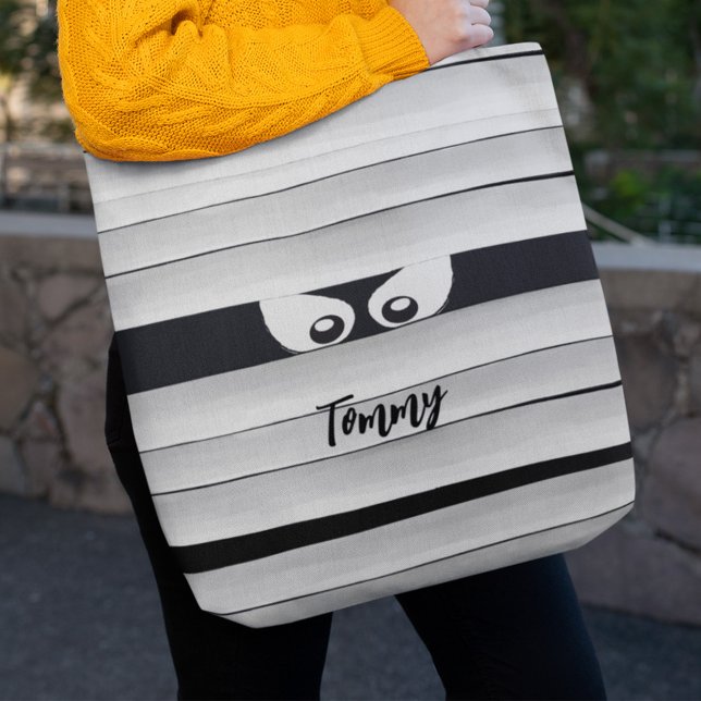 Spookes Monster Mummy Eyes Personalisiert (Halloween cute custom tote bags. )