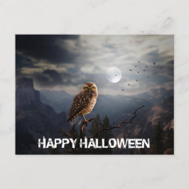 Spookes Owl und Full Moon Halloween Postkarte