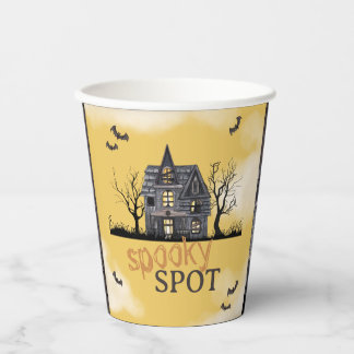 Spookes Spuk Haus Halloween-Party Papieraufkleber Pappbecher