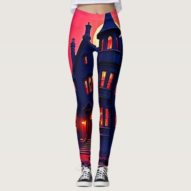 Spookes Spuk Haus im Dusk Design Leggings (Vorderseite)