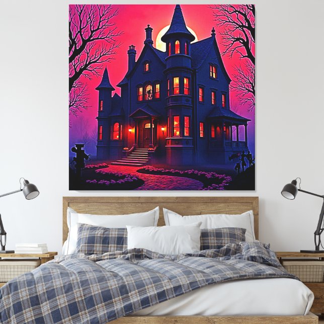 Spookes Spuk Haus im Dusk Design Leinwanddruck (Insitu (Schlafzimmer))