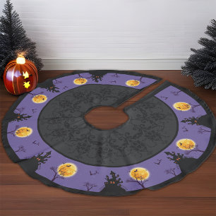 Spookes Spuk HausHalloween Lila Mondlicht-Fledermä Leinenimitat Weihnachtsbaumdecke
