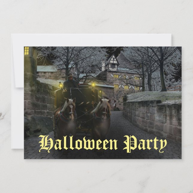 Spookes Spuk Pferd Gezeichnet Kart-Halloween-Party Einladung (Vorderseite)