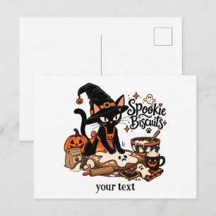 Spookie Biscuits Hexe schwarze Katze Backen Hallow Postkarte