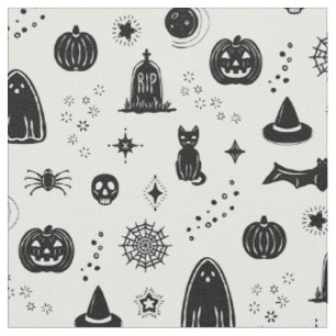 Spookie-Dinge Muster - Schnee + Kohlestoff Stoff