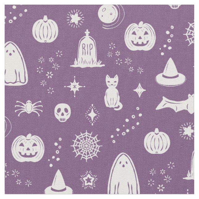 Spookie Things Muster - Pflaume + Schnee Stoff (Nahaufnahme)