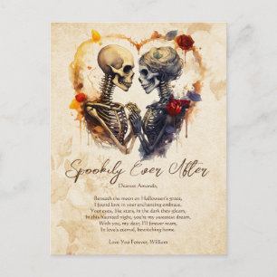 Spookije nach Liebe Vintag Romantik Halloween Postkarte