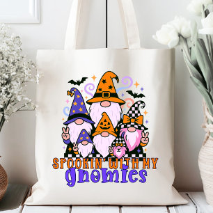 Spookin" mit meinen Gnomen: Retro Halloween-Freund Tragetasche