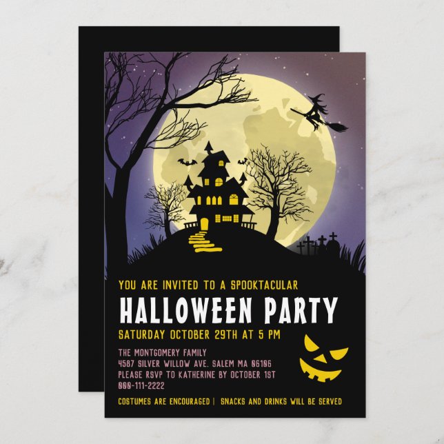 Spookokes Spuk Haus Kinder Kostüm Halloween-Party Einladung (Vorne/Hinten)