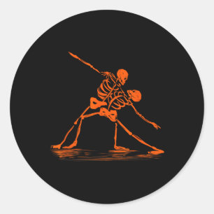 Spookoktober Tanzen Skeletts Meme Runder Aufkleber