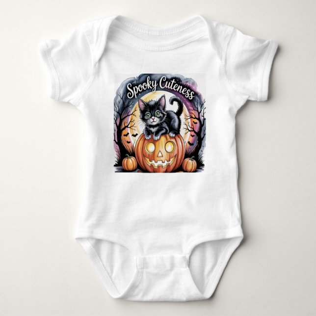 Spookoky Halloween Kitten, Halloween Kitten Baby Strampler (Vorderseite)