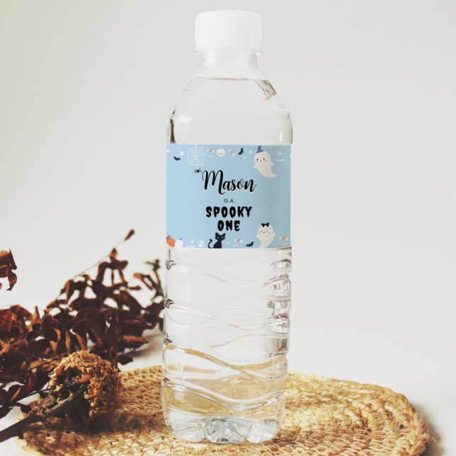 Spookoky One Ghost Birthday Party Wasserflasche Et Wasserflaschenetikett (Von Creator hochgeladen)