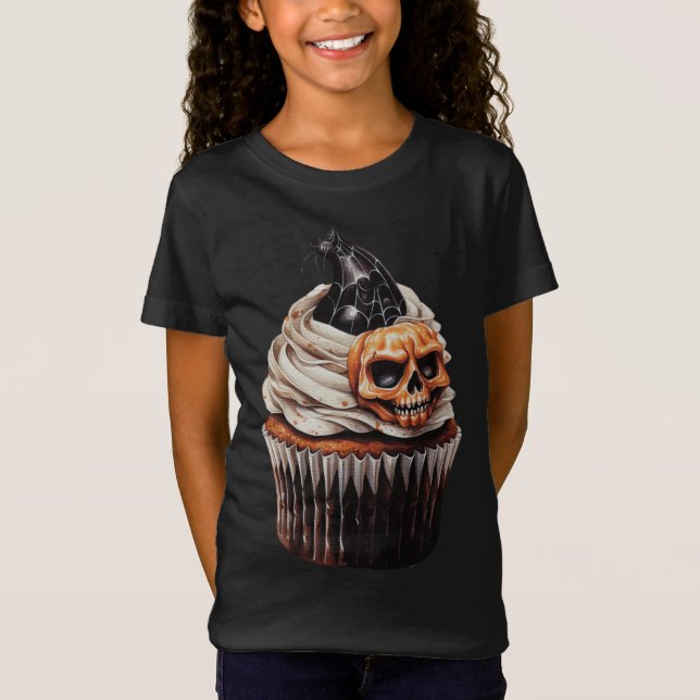 SPOOKORANGE & SCHWARZE HALLOWEEN KUPCAKE T-Shirt (Vorderseite)