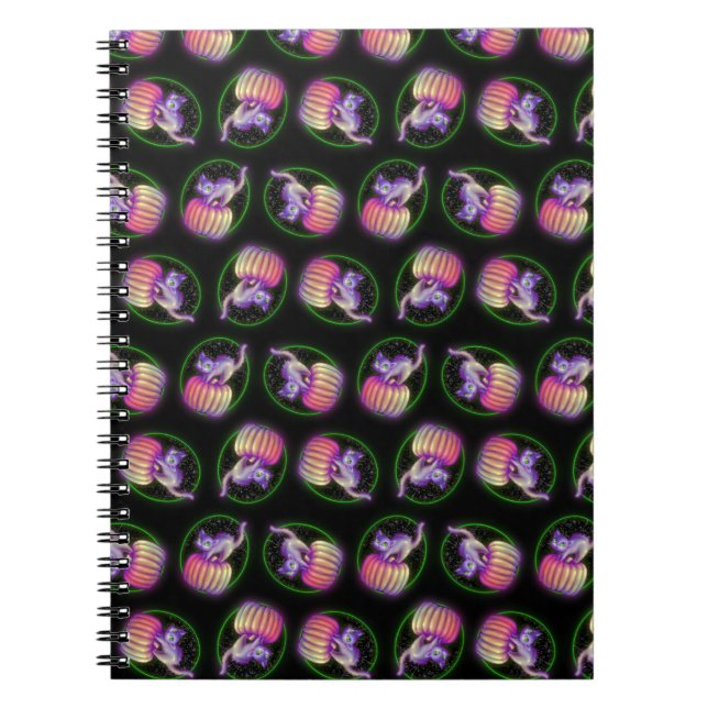 Spookowkatze auf Kürbis Zeichnend Notizblock (Vorderseite)