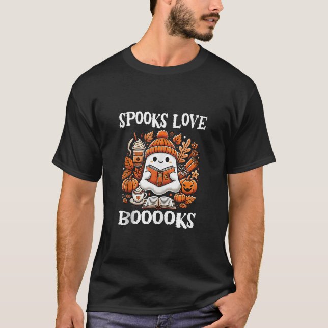 Spooks Liebe Boooks Niedlich Ghost Reading Book Ha T-Shirt (Vorderseite)