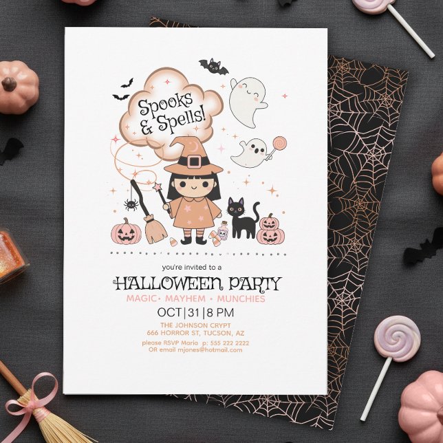 Spooks & Spells Halloween-Party Black ID1325 Einladung (Von Creator hochgeladen)