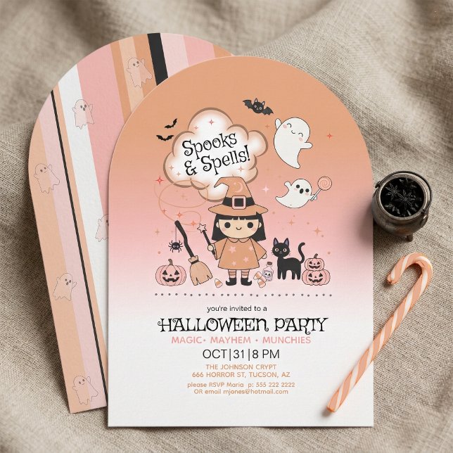 Spooks & Spells Halloween-Party-Bogenstreifen ID13 Einladung (Von Creator hochgeladen)