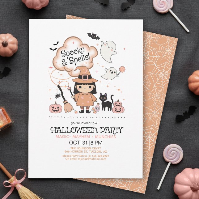 Spooks & Spells Halloween-Party Orange ID1325 Einladung (Von Creator hochgeladen)