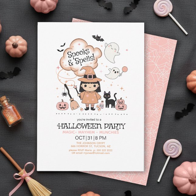 Spooks & Spells Halloween-Party Pink ID1325 Einladung (Von Creator hochgeladen)