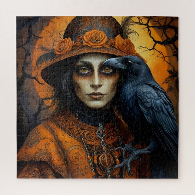 Spooktacular beängstigende Halloween-Tiere in Tarn Puzzle (Vertikal)