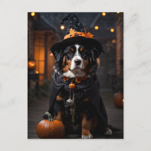 Spooktacular Bernese Dog: Ein Halloween-Howl-o-Wee Postkarte