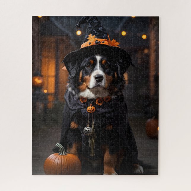 Spooktacular Bernese Dog: Ein Halloween-Howl-o-Wee Puzzle (Vertikal)