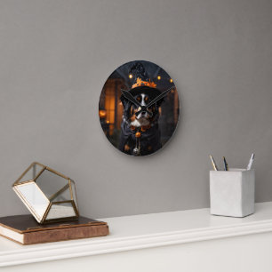 Spooktacular Bernese Dog: Ein Halloween-Howl-o-Wee Runde Wanduhr