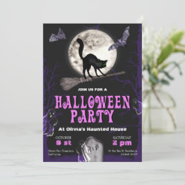 Spooktacular Black Cat Halloween-Party Einladung